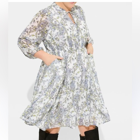 TORRID Mini Clip Dot Front Keyhole Dress Teired Ruffles Women's Plus Size 2X - Picture 1 of 13